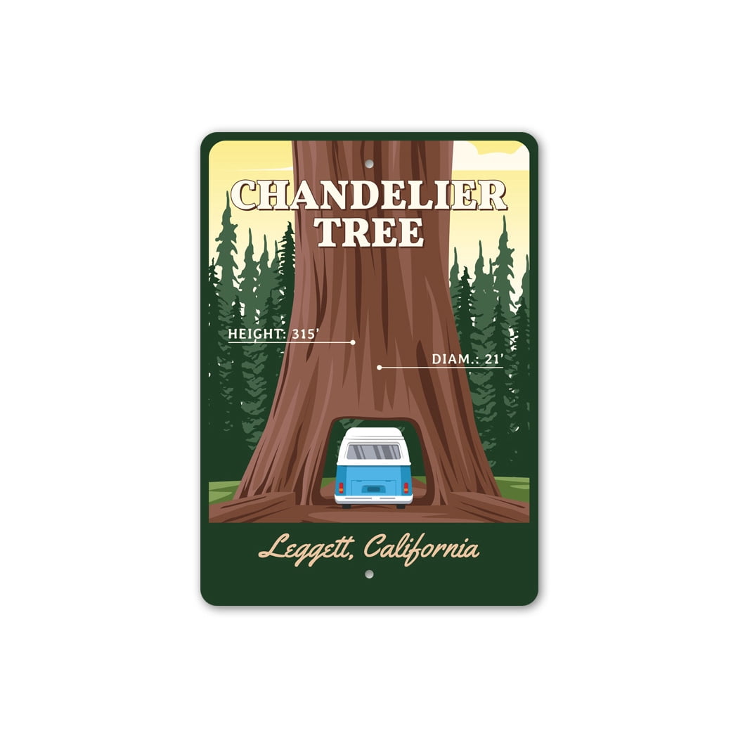 Chandelier Tree Drive-Thru Tree Park Aluminum Metal Decor Sign - 10x14 inches