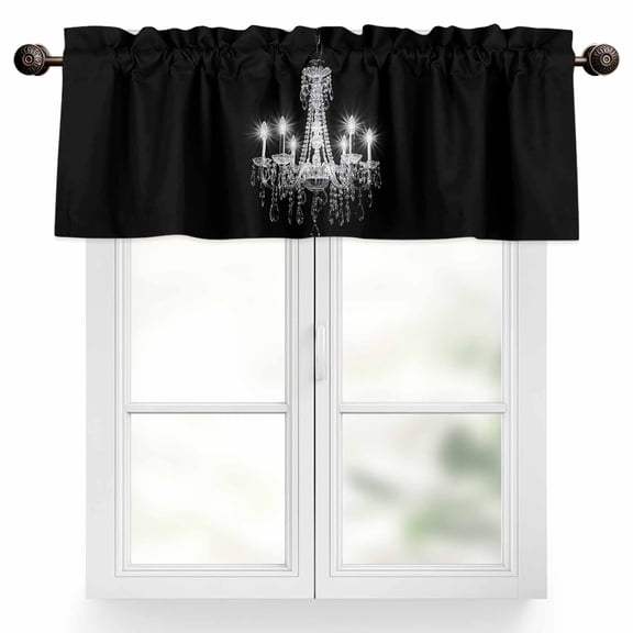 Chandelier Valances for Windows, 42 x 12in, Rod Pocket Kitchen Valance Curtain Light Filtering Window Treatments for Living Room Bedroom, 1 Panel