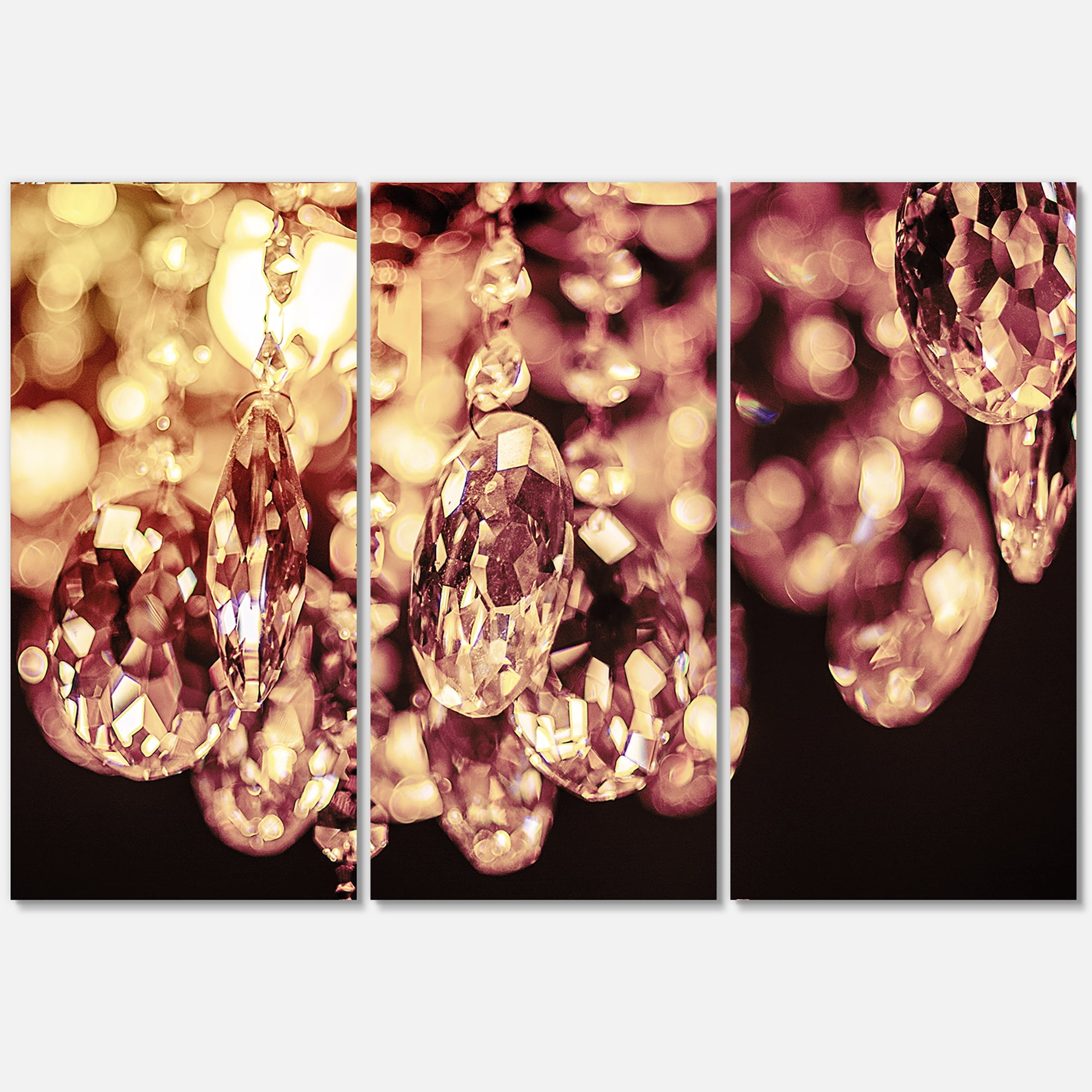 Chandelier With Chrystak Hanging 28 in x 36 in Photography Canvas Art Print, by Designart