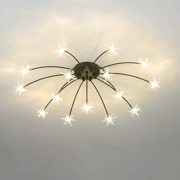 Chandelier With Crystal Flower Style Lampshade, Bright Flushed Ceiling Light Fixture,G4 Northern Europe Art Ceiling,Starry Modern Ceiling Lamps