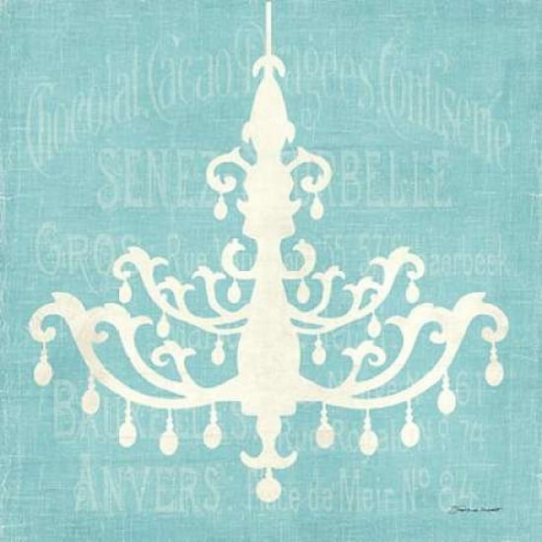 Chandelier on Blue Canvas Art - Stephanie Marrott (24 x 24)