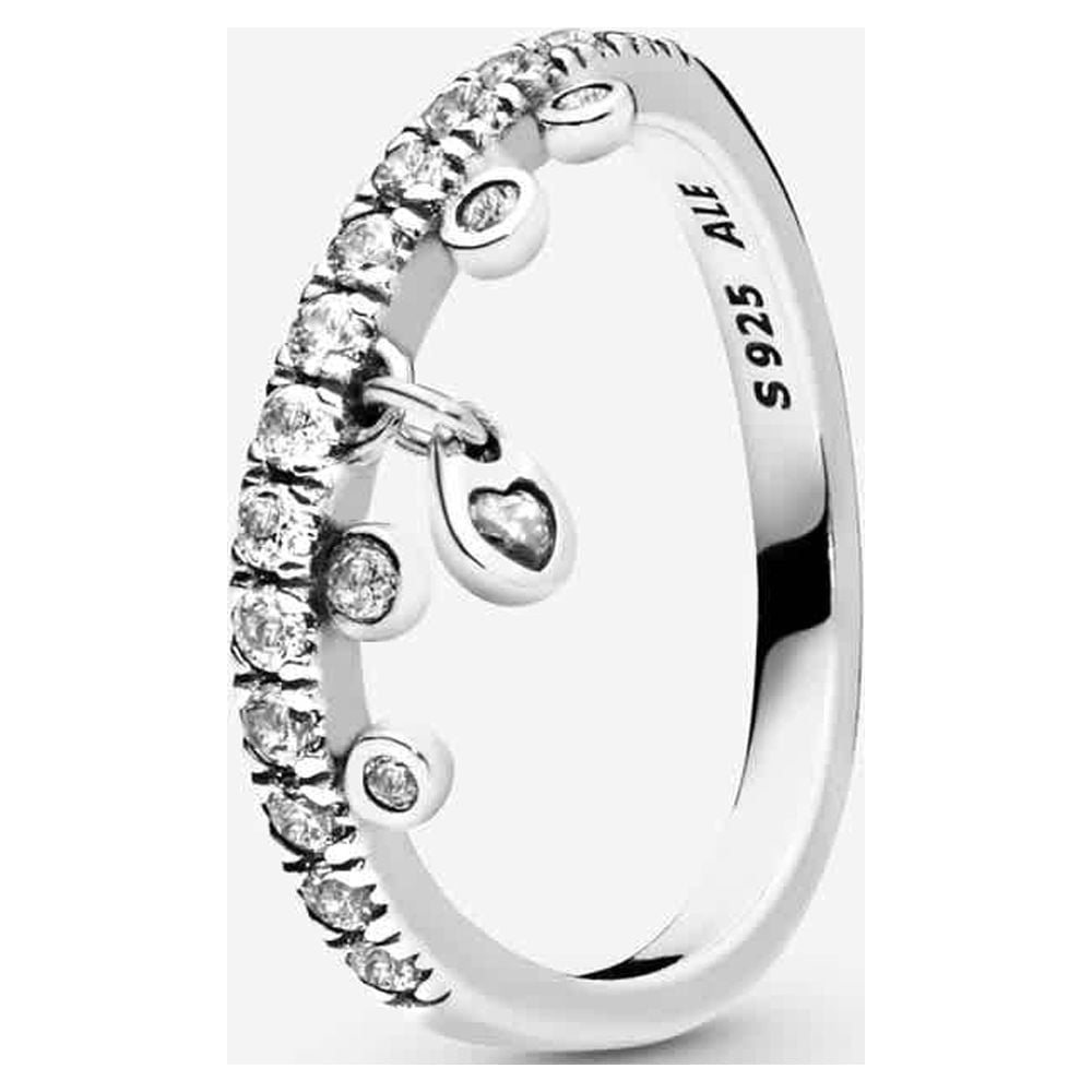 Chandelier ring in sterling silver w/4 bezel-set, 14 bead-set Ring 