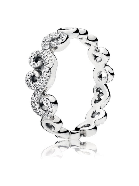 Chandelier ring in sterling silver w/8 bead-set clear CZ Ring sz 58 197117CZ-58