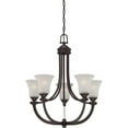 thumbnail image 1 of Chandelier with Frosted Ribbed Glass Shade, 1 of 2