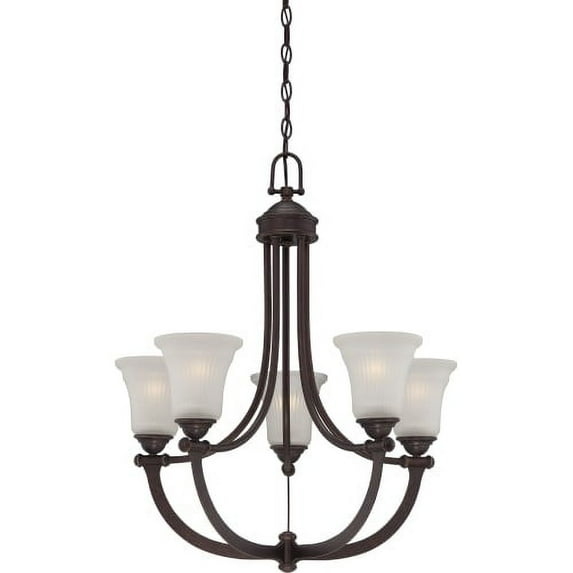 Chandelier with Frosted Ribbed Glass Shade