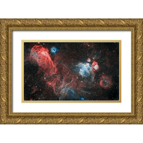 Chander, Vikas 14x10 Gold Ornate Wood Framed with Double Matting Museum Art Print Titled - Dragon head Nebula