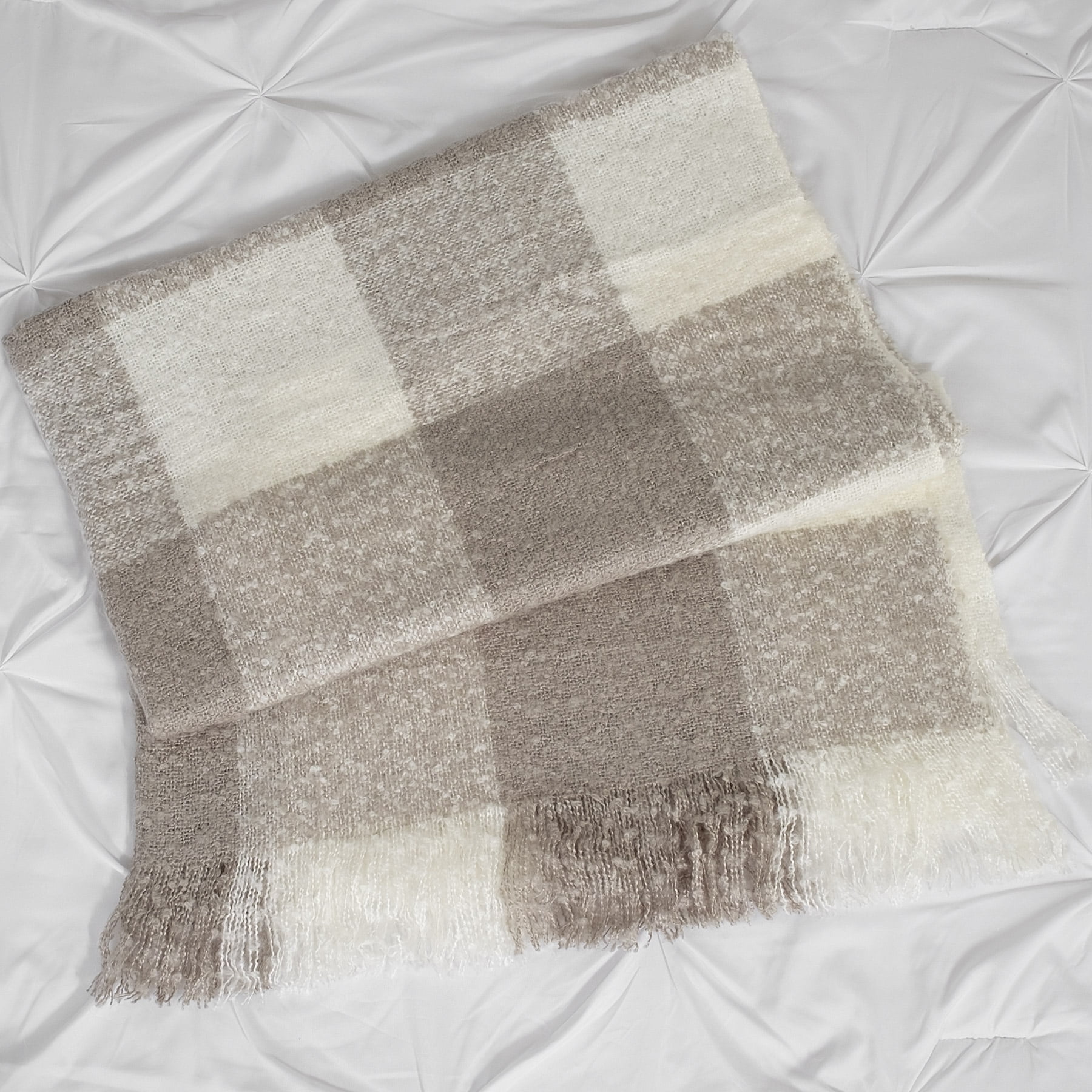 Chandler 100% Acrylic Buffalo Check Throw Blanket 50"x60" Grey/Light ...