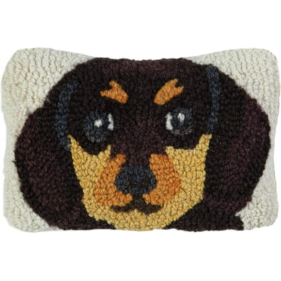 Chandler 4 Corners Artist-Designed Dachschund Hand-Hooked Wool Decorative Throw Pillow (8” x 12”) Dog Pillow for Couches & Beds - Easy Care & Low Maintenance Pillow - Brown Dachshund Throw Pillow