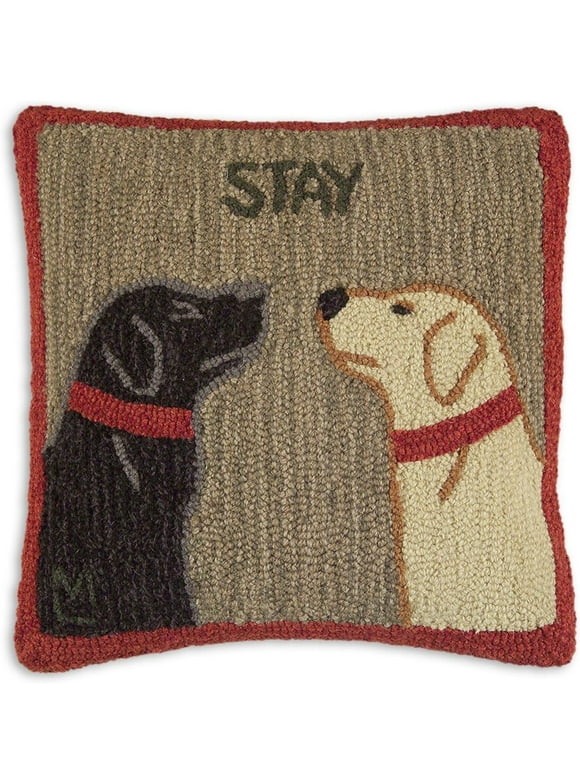 Chandler 4 Corners Wool Pillow Home Decór Artist-Designed Good Dogs Staying All Ages 1 Pack
