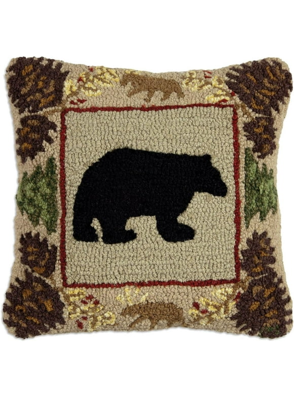 Chandler 4 Corners Wool Pillow Home Decór Artist-Designed Northwoods Bear All Ages 1 Pack