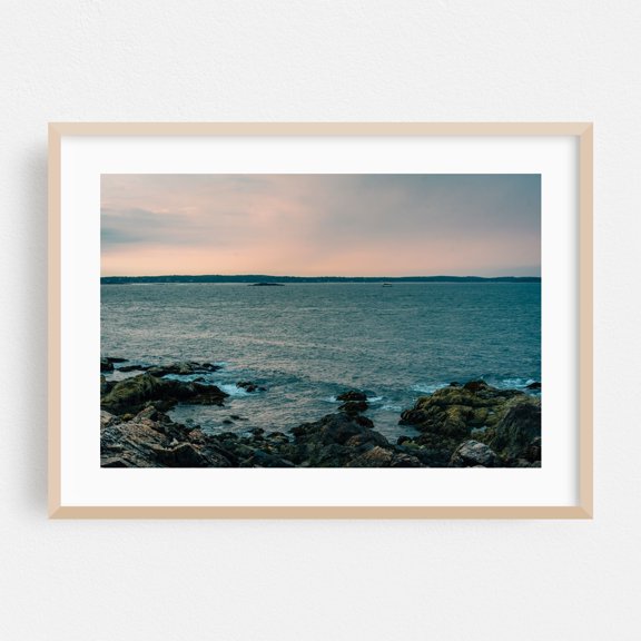 Chandler Hovey Park - Salem Massachusetts Photography Ocean Coast Sunset Boat Waves Landscape Oak Framed Wall Art Print 5 x 7 inches