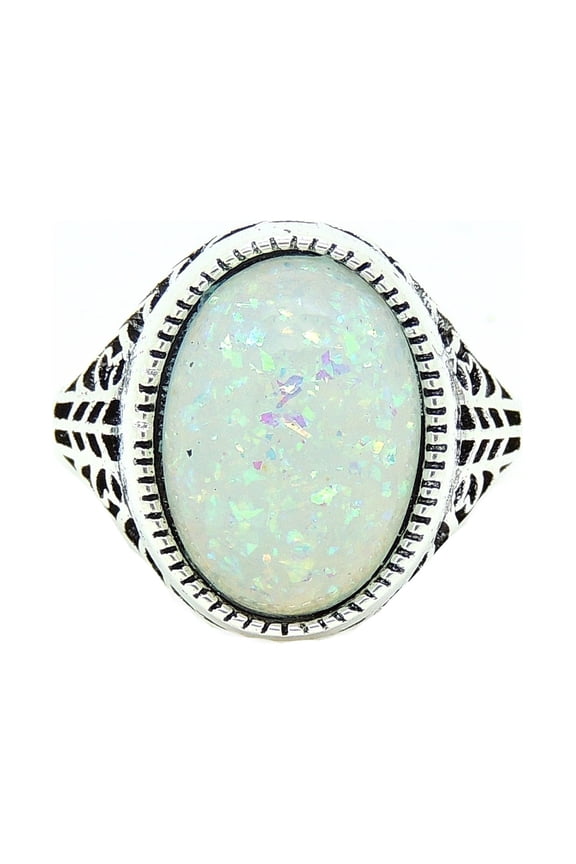 Chandler Womens Statement Ring Fire Opal Filigree Setting Ginger Lyne Collection
