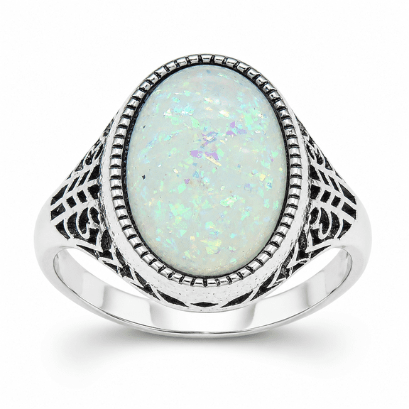 Chandler Womens Statement Ring Fire Opal Filigree Setting Ginger Lyne Collection