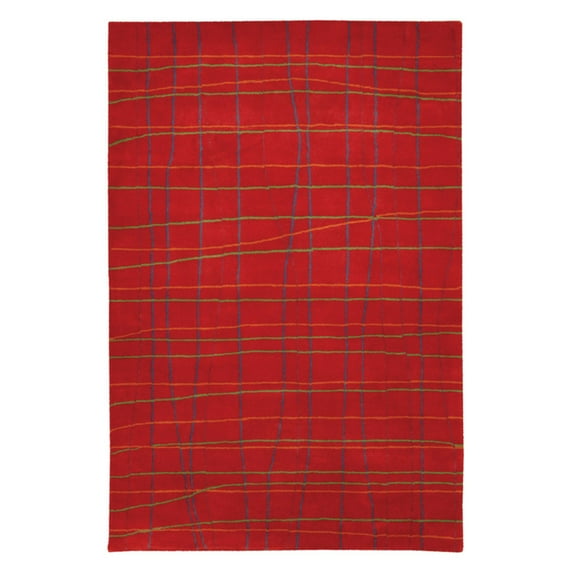 Hand-Tufted Contemporary Rug 5'x7'6 Red/Green/Blue/Orange