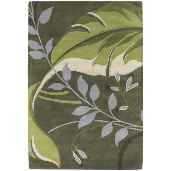Hand-Tufted Contemporary Rug 7'9x10'6 Green/Cream/Grey