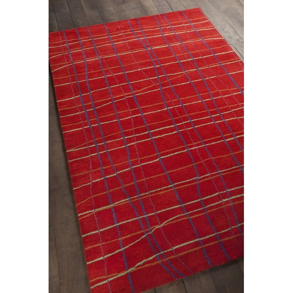 Hand-Tufted Contemporary Rug 7'9 Round Red/Green/Blue/Orange