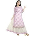 thumbnail image 1 of Chandrakala Bandhani Printed Kurti Skirt Set for Women Rayon Cotton Indian Ethnic Tunic Kurta Set,Large (K168PIN3), 1 of 4