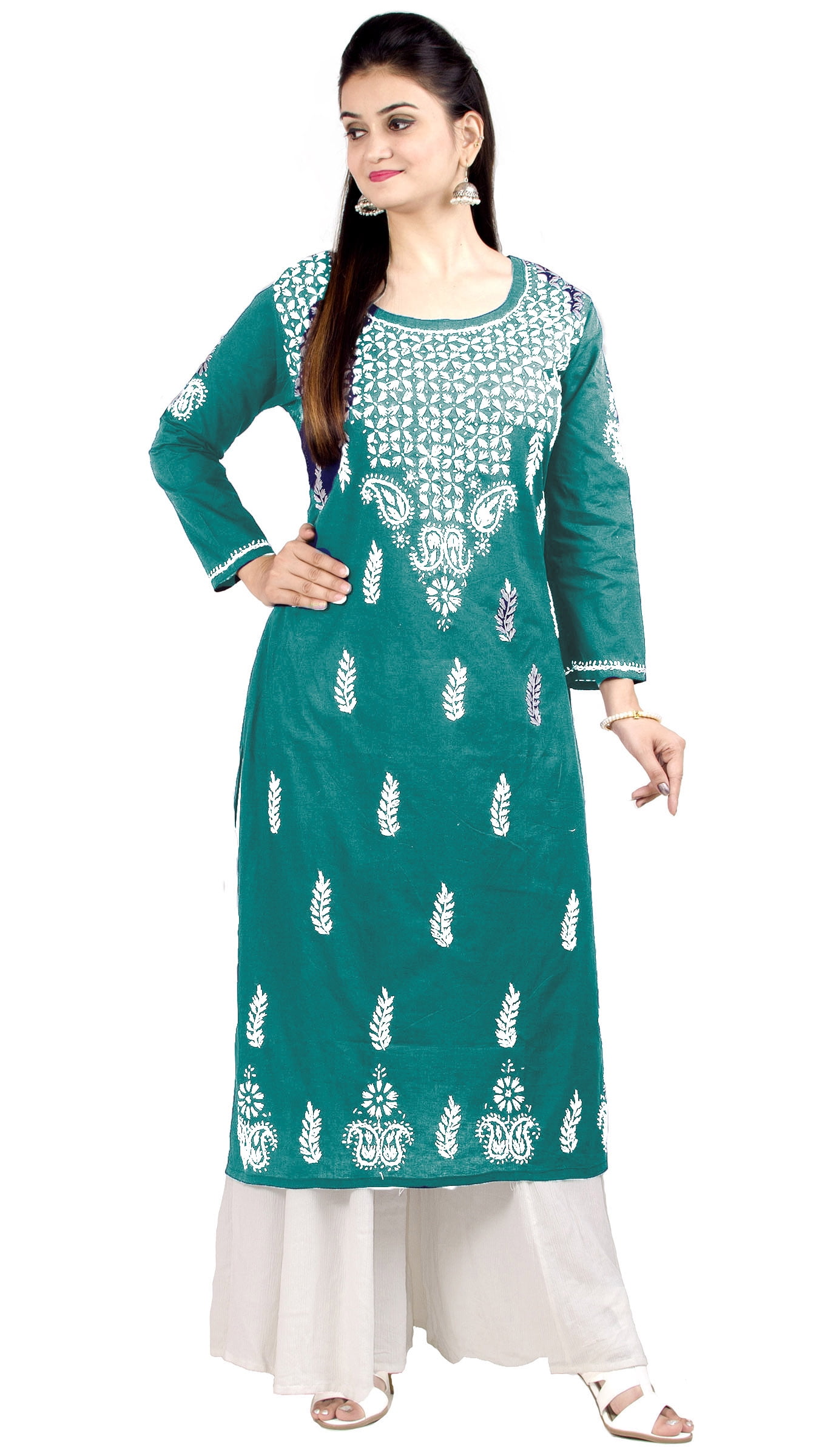 Nimisha Cotton Chikankari Kaftan Kurti – Lucknow Chikan, Readymade Chikan  Kurtis, Kurti Sets, Chikan Suits, – Noorkari