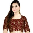 thumbnail image 1 of Chandrakala Women's Readymade Non Padded Full Embroidery Art Silk Indian Ethnic Saree Blouse Crop Top Choli-X-Large, Maroon (B187MAR5), 1 of 6