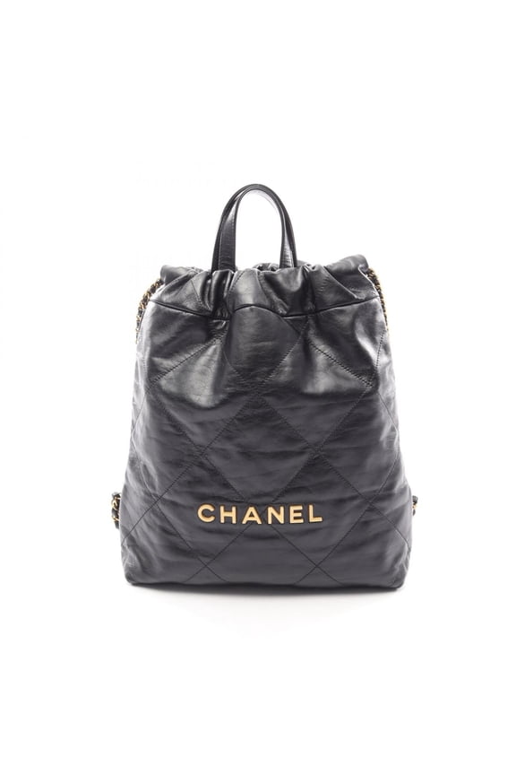 Pre-Owned Chanel 22 Small Backpack/Handbag, Leather, Women's, Black