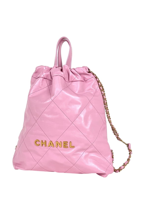 Pre-Owned Chanel CHANEL 22 Backpack Rucksack Small Tote Leather Pink AS3859 Women's