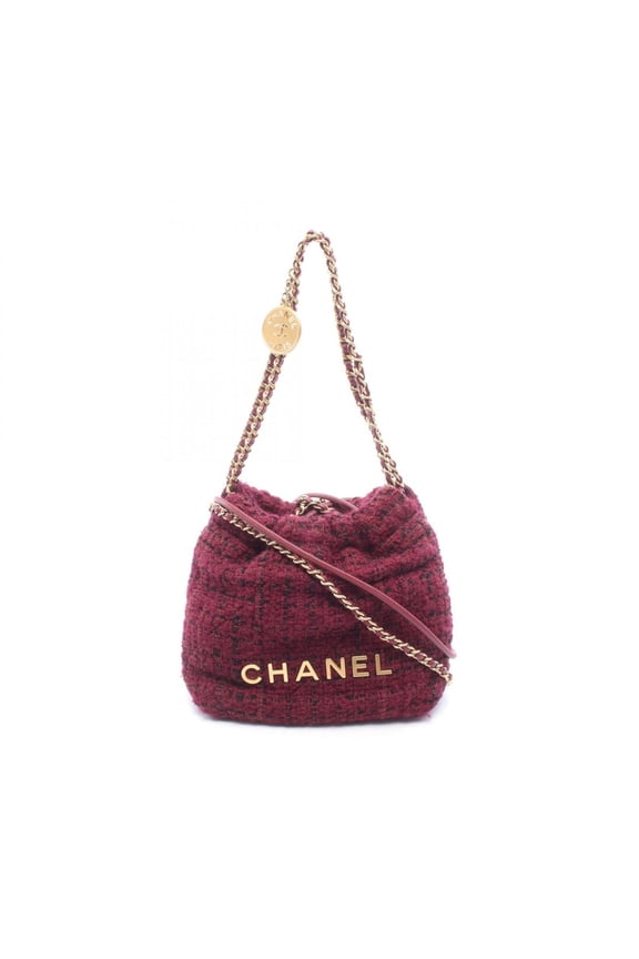 Pre-Owned Chanel CHANEL 22 Mini Shoulder Bag Handbag Fabric Leather Women's Bordeaux/Black...