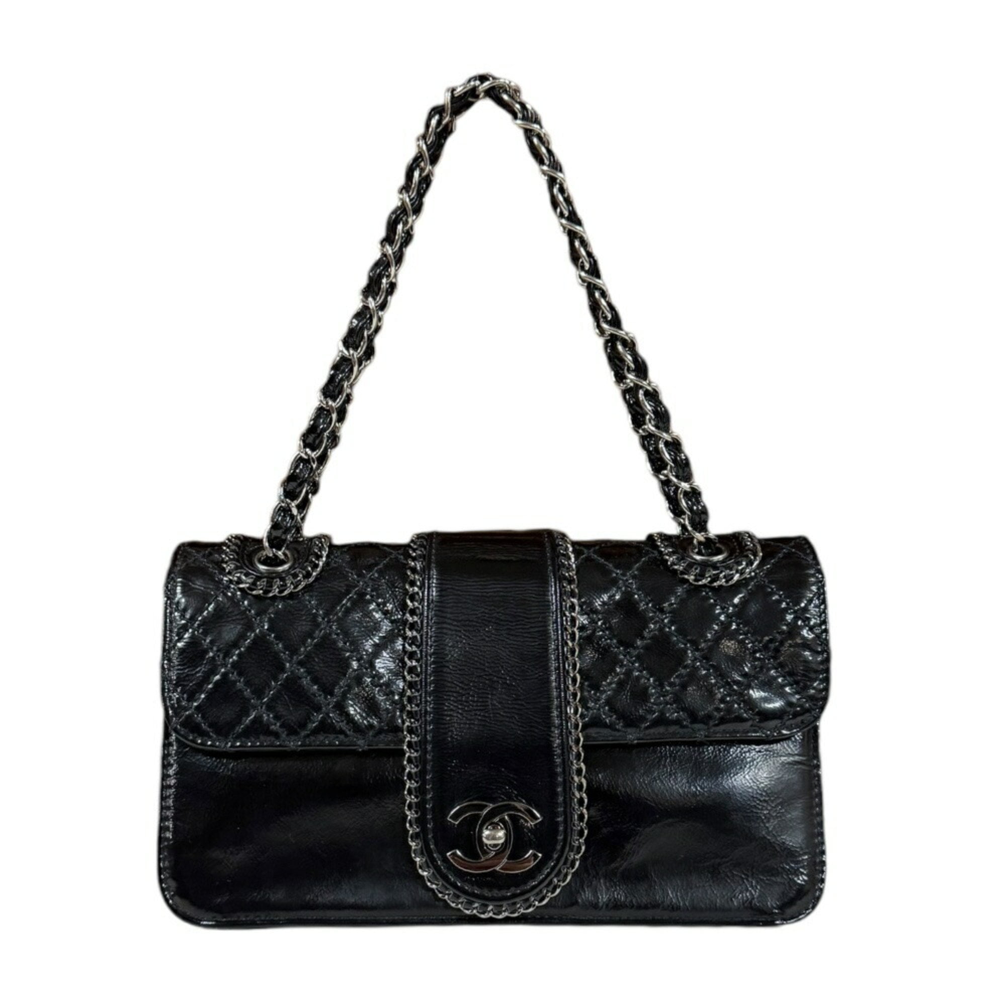 Pre-Owned CHANEL Deca Matelasse 34 Coco Mark Chain Shoulder