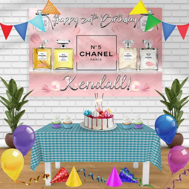 Chanel No 5 Birthday Banner Personalized Party Backdrop Decoration 60 x 44 Inches