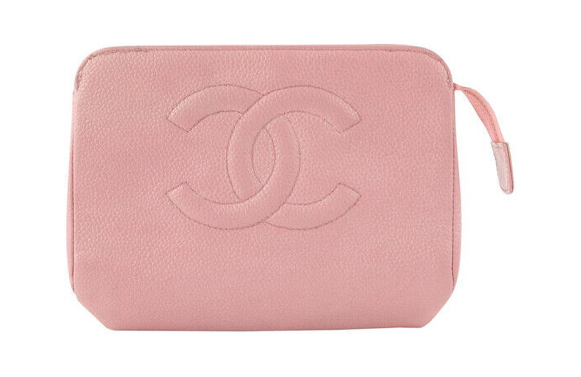 Chanel Pink Caviar Leather Cosmetic Pouch Toiletry Bag 18C712W