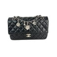 thumbnail image 1 of Pre-Owned Chanel Quilted Lambskin Valentine Crystal Charms Medium Single Flap Black Bag, 1 of 1