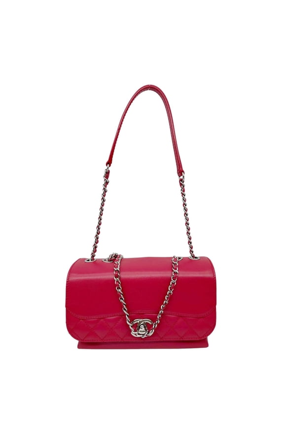 Pre-Owned Chanel Tramezzo Flap Quilted Calfskin Leather Crossbody Bag Red