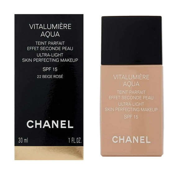 Chanel Vitalumiere Aqua SPF-15 Ultra Light Skin Perfecting Makeup #22 Beige Rose 30ml/1oz