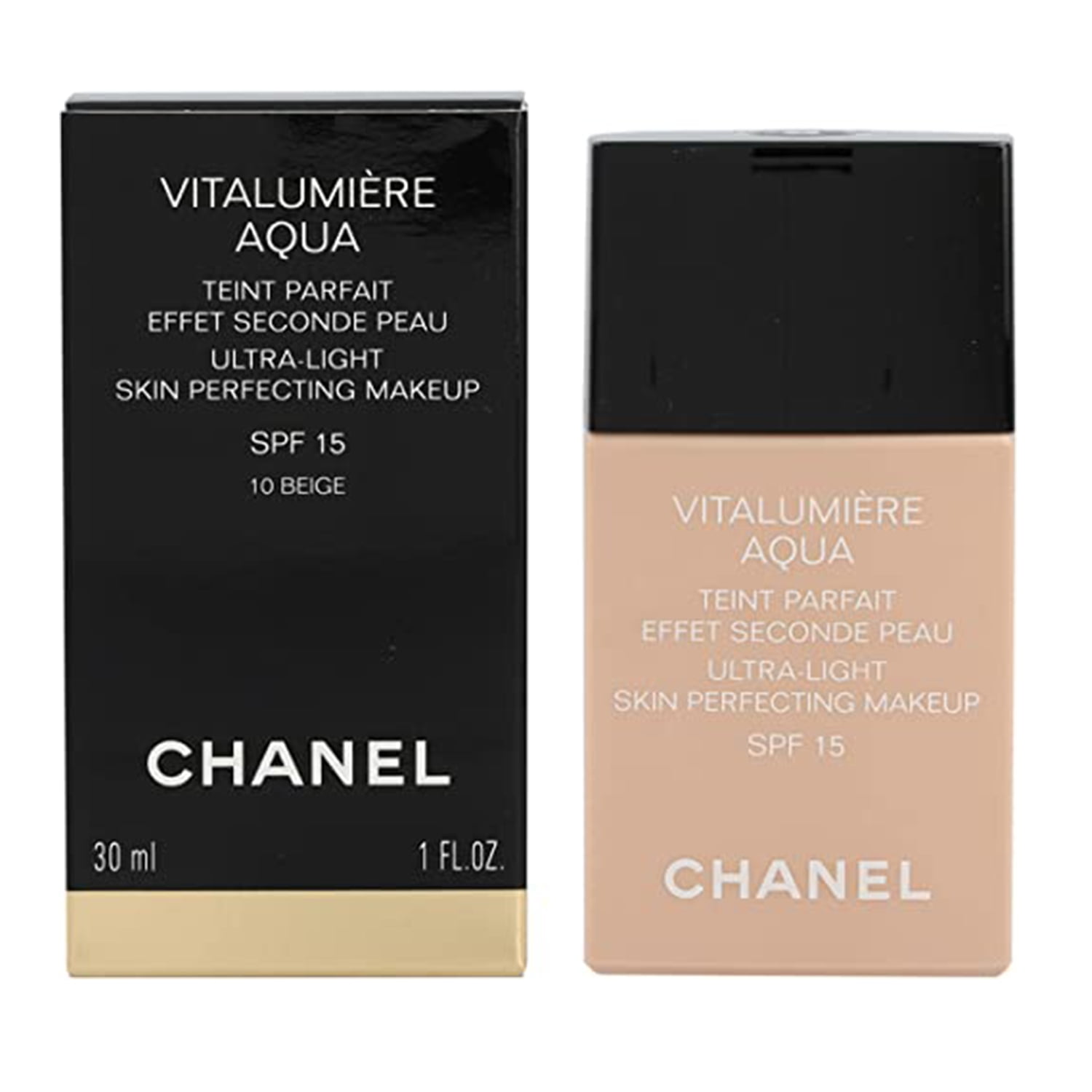 Chanel Vitalumiere Aqua Ultra-Light Skin Perfecting Makeup, SPF 15, Beige - 1 oz bottle