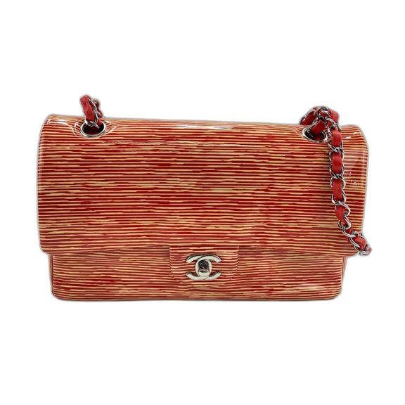 Pre-Owned Chanel striped shoulder bag, orange.