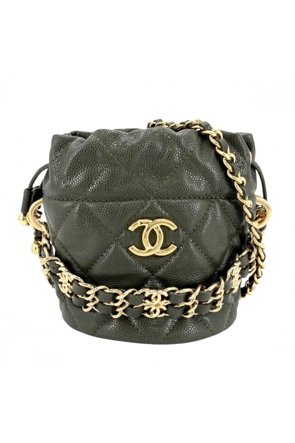 Pre-Owned Chanel women's shoulder bag, Matelass drawstring mini chain strap, crossbody small...