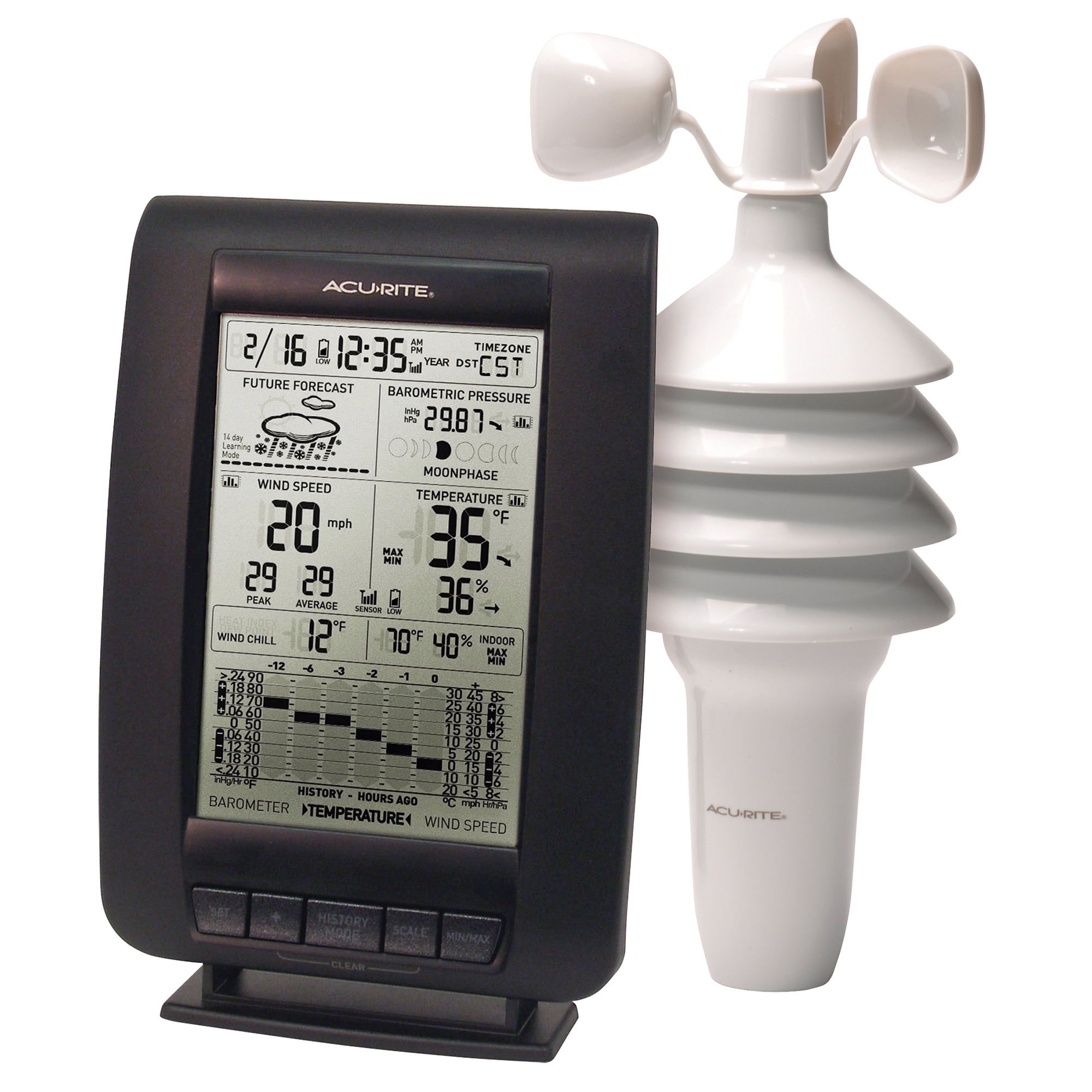 AcuRite Notos (3-in-1) Weather Station for Hyperlocal Forecast, Indoor/Outdoor Temperature/Humidity, and Wind Speed with Digital and Built-In Barometer (00634)