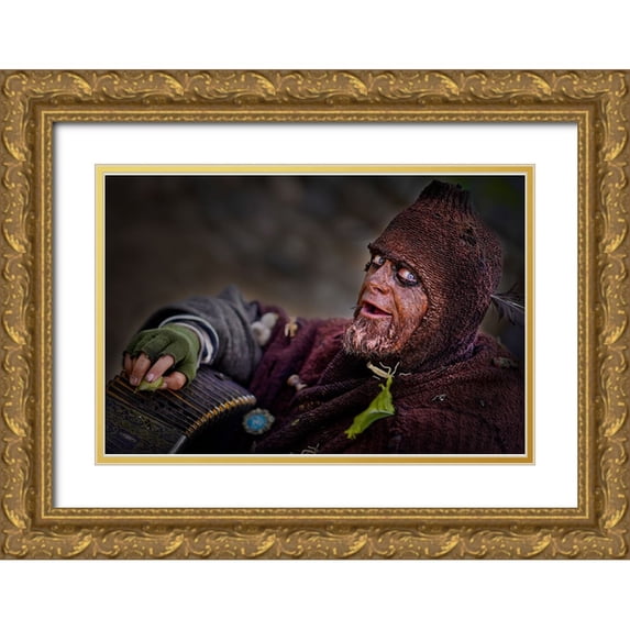 Chang, Jiangping 18x13 Gold Ornate Wood Framed with Double Matting Museum Art Print Titled - Beggar