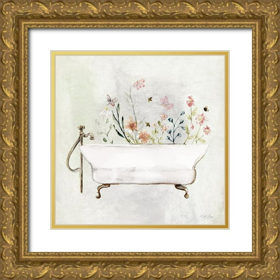 Chang, Stella 15x15 Gold Ornate Wood Framed with Double Matting Museum Art Print Titled - Botanical Bath II