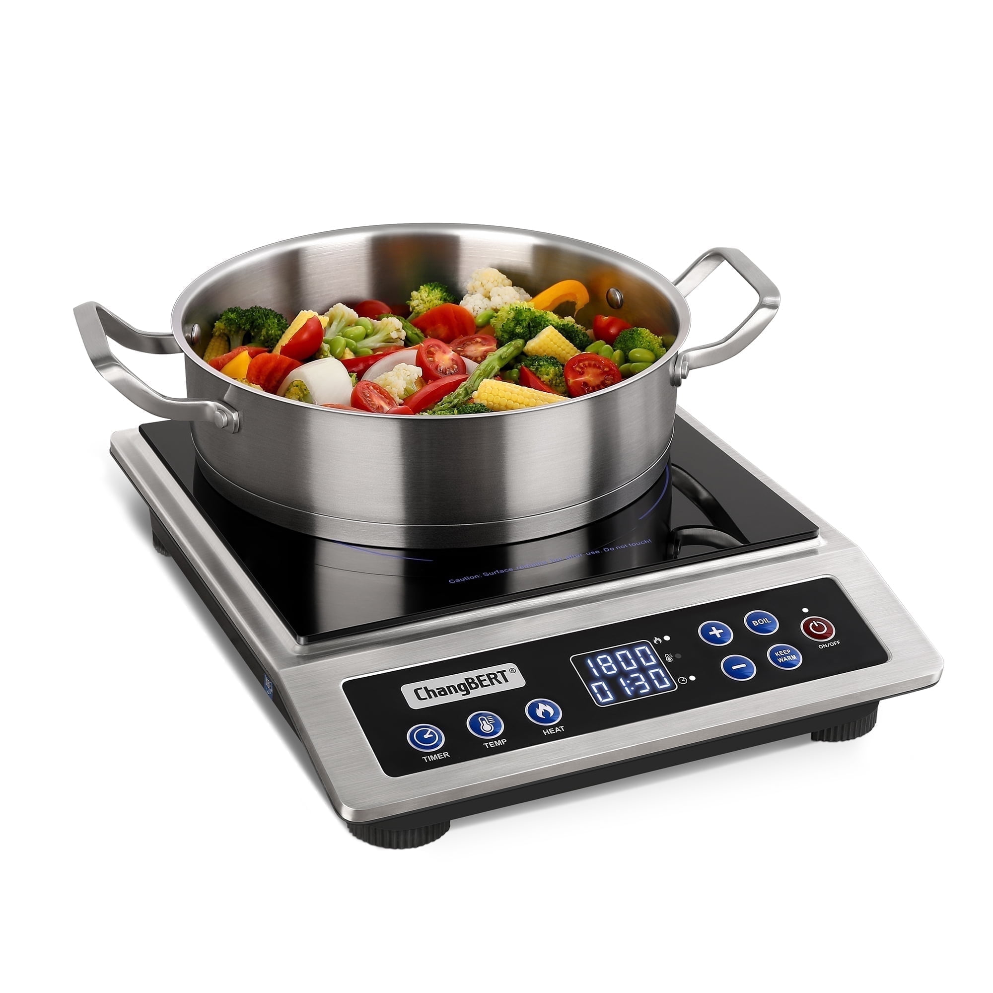 Walmart savings: ChangBERT Portable Induction Cooktop, NSF Certified Pro Induction Hot Plate, Powerful 1800W with Large 8" Heating Coil, Premium Stainless Steel, 18 Temp Settings Commercial Grade Countertop Burner