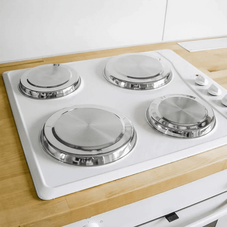 ChangM Set of 4 Stainless Steel Kitchen Stove Burner Covers,Cooker  Protection Silver Kitchen Stove Cover for Standard Sized Electric Stove