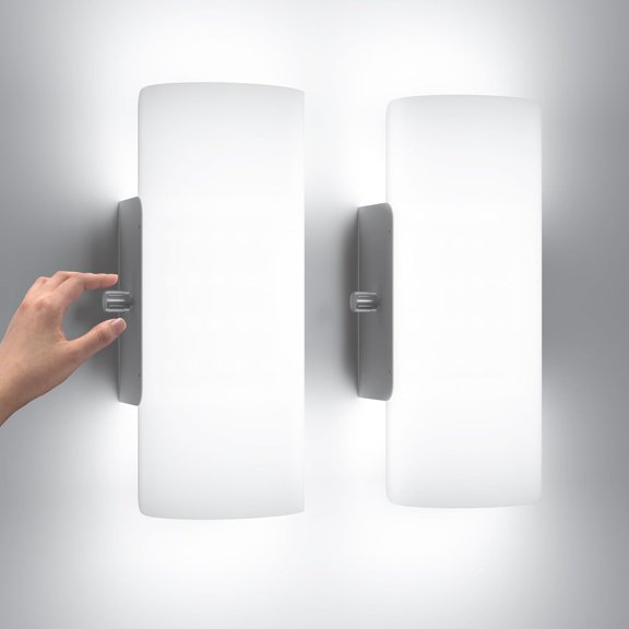 ChangM Wall Sconce Set of 2 Modern LED Wall Light Lamps Dimmable by Rotate Button 12W Cool White 6000K Up and Down Acrylic Lighting Fixture for Living Room Bedroom Hallway Conservatory Room Decor