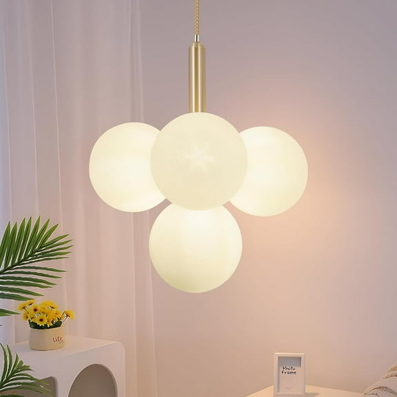 More Change 12" W Bubble Globe Chandelier Lighting, Modern Glass Ball Cluster Pendant Lighting Fixture, Ceiling Hanging Lamp for Living Room Dining Room Bedroom