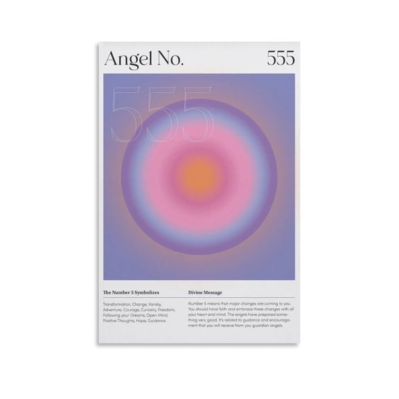 Change 555 Angel Number Wall Art - Gradient Poster, Minimal Art, Canvas Wall Poster Decor, Aesthetic Art Living Room Bedroom Decoration Canvas Wall Art Decor Poster Print