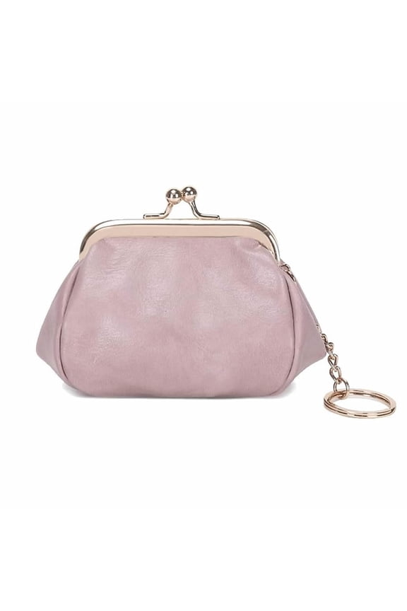 Change Pouch Kiss-Lock Bag Portable Coin Purse Key Case for Women-Pink