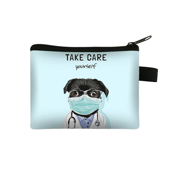 Change Purse Animal Coin Purse Portable Key Case Canvas Wallet Travel Zipper Pouch Cartoon Printing Canvas Handy Purse Pouch Accessories Organiser Purse (13.5x11cm)