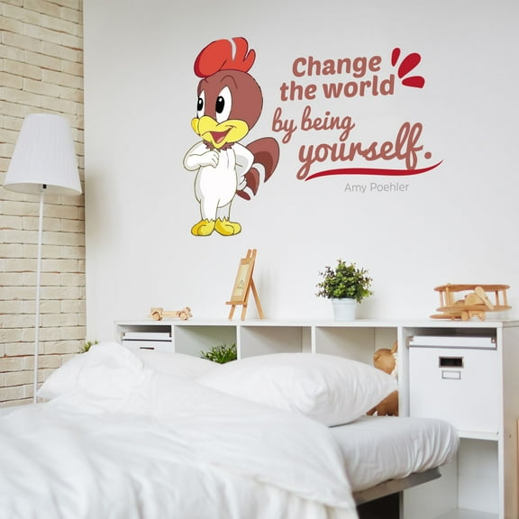 Change The World Chicken Life Quote Cartoon Quotes Decors Wall Sticker Art Design Decal for Girls Boys Kids Room Bedroom Nursery Kindergarten Home Decor Stickers Wall Art Vinyl Decoration (35x40 inch)