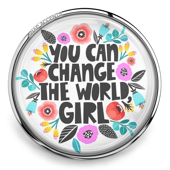 Snap Jewelry Change The World Girl Moivational, Multi-color Ginger Charm 18MM Button