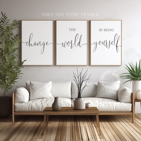 Change The World Motivational Quote Poster Prints Home Decor Set 3
