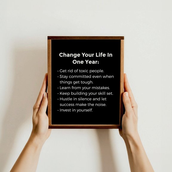 Change Your Life Growth Poster Self Improvement Entrepreneur Decor, Unframed Paper Poster 8x10in