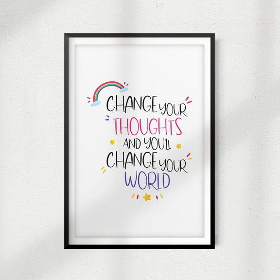 Change Your Thoughts And You'll Change Your World 11" x 14" UNFRAMED Print Home Décor, Quote Wall Art